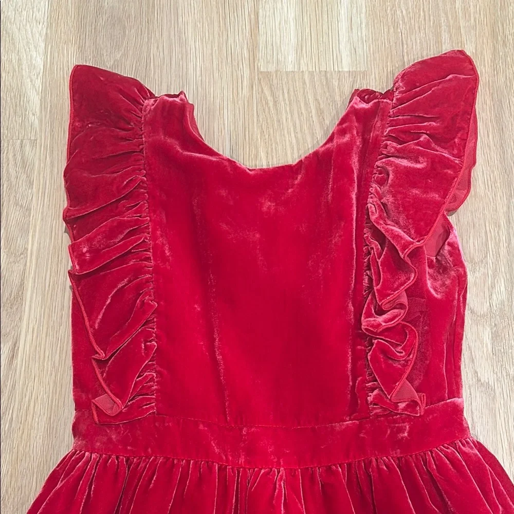 Red Velvet Ruffle Dress - Picture 2 of 5
